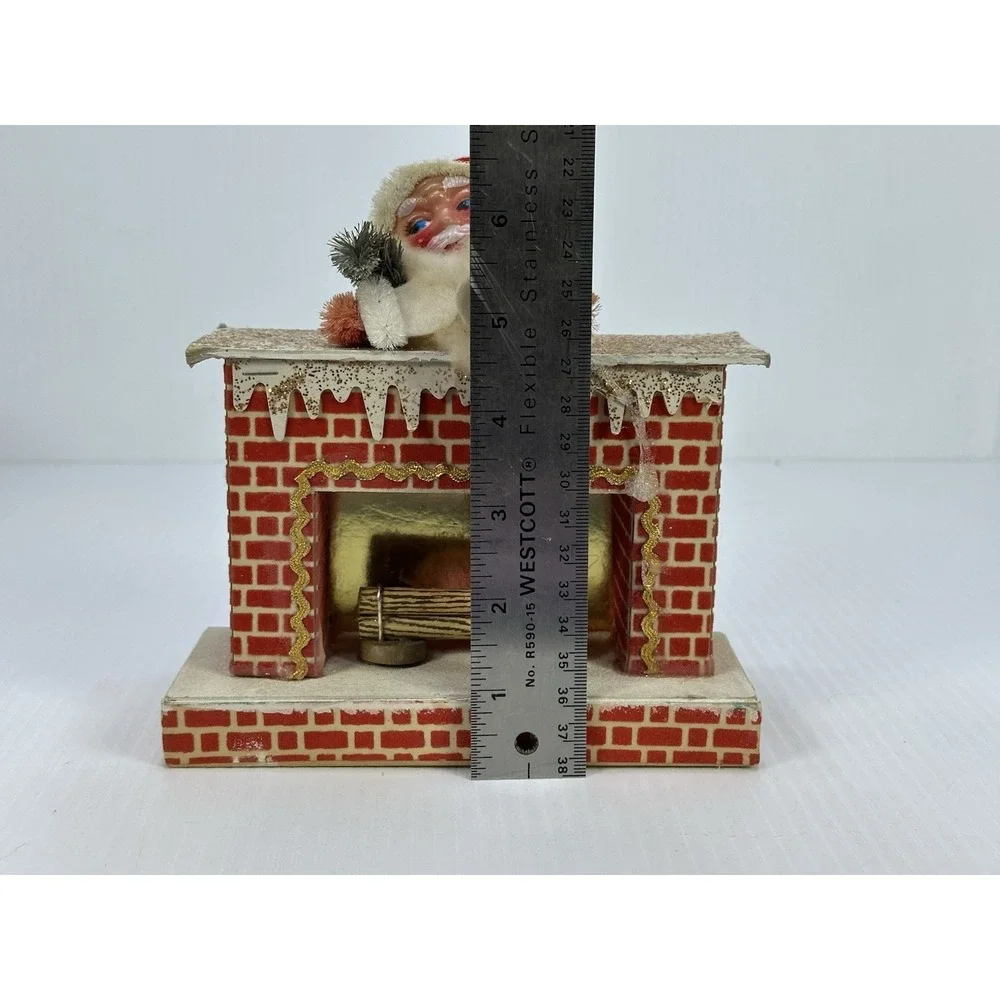 Vintage Christmas Tree Santa Claus & Fireplace Decoration Made In Japan